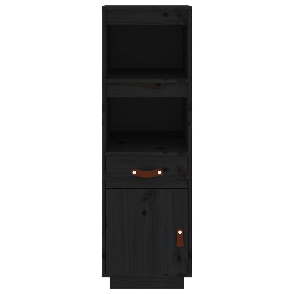 Highboard Schwarz 34x40x108,5 cm Massivholz Kiefer